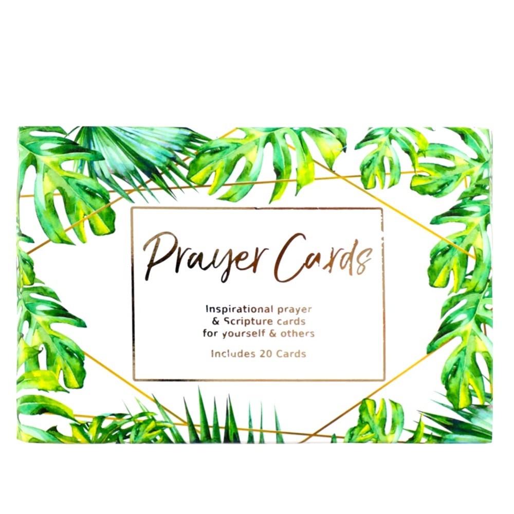 CrownJewlz Christian Tropical Palm Fronds Boxed Scripture Prayer Cards, 20ct